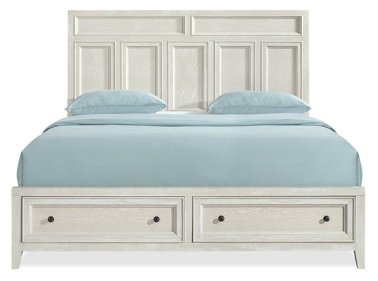 Casa Ensemble de chambre à coucher 5 pièces avec lit, commode et miroir, bois, blanc – King Size | Ensemble de chambre à coucher Casa 5 pièces en bois avec lit, commode et miroir, blanc - taille king