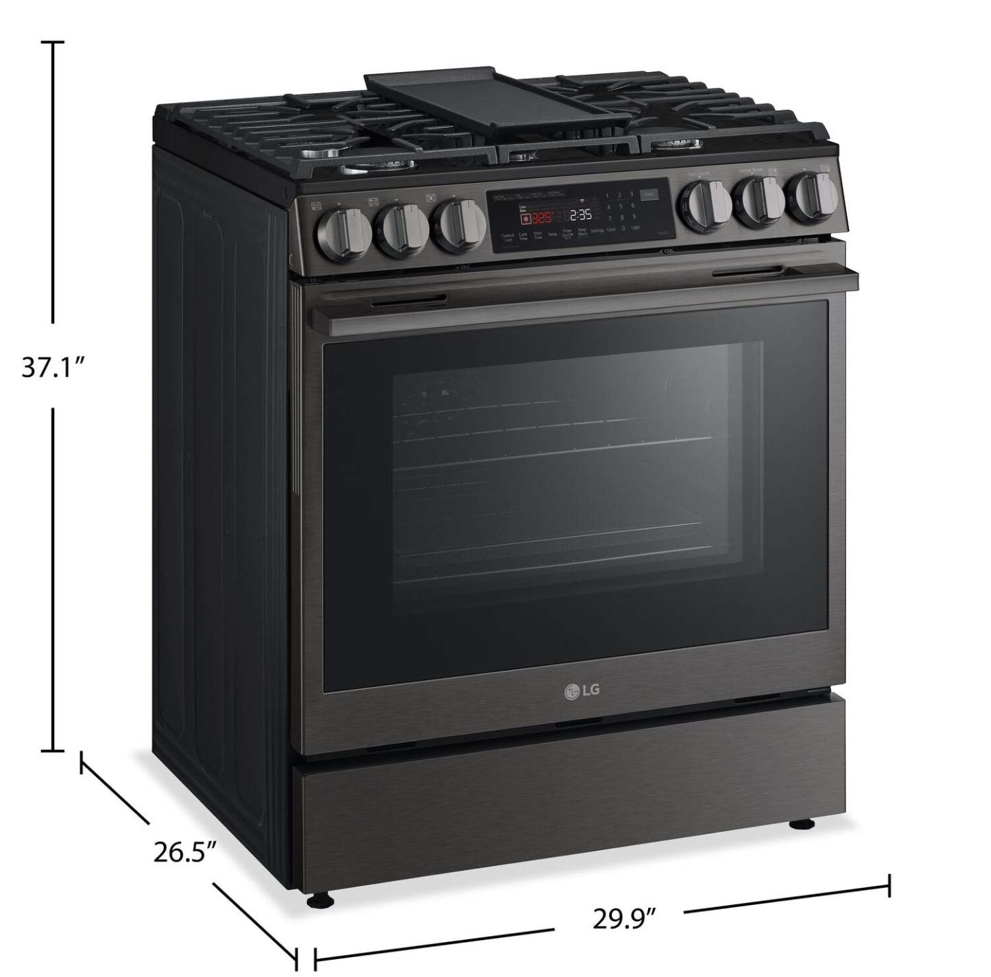 Cuisinière intelligente à gaz encastrée LG de 6,3 pi3 avec friture à air – acier inoxydable noir - LSGL6335Z