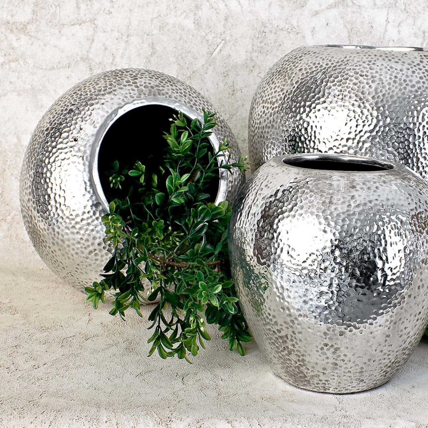 Vase en grès I | Vase en grès I - argenté | 770231VS