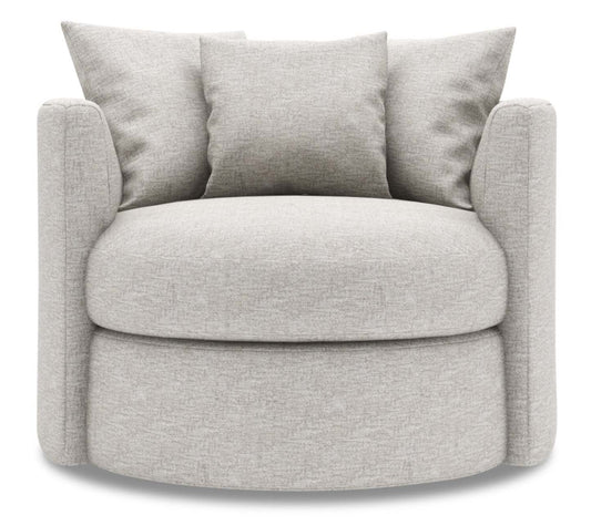 Fauteuil d’appoint pivotant Nest de Sofa Lab de 41 po fabriqué au Canada en tissu de chenille - argenté Luxury Silver | NEST2793