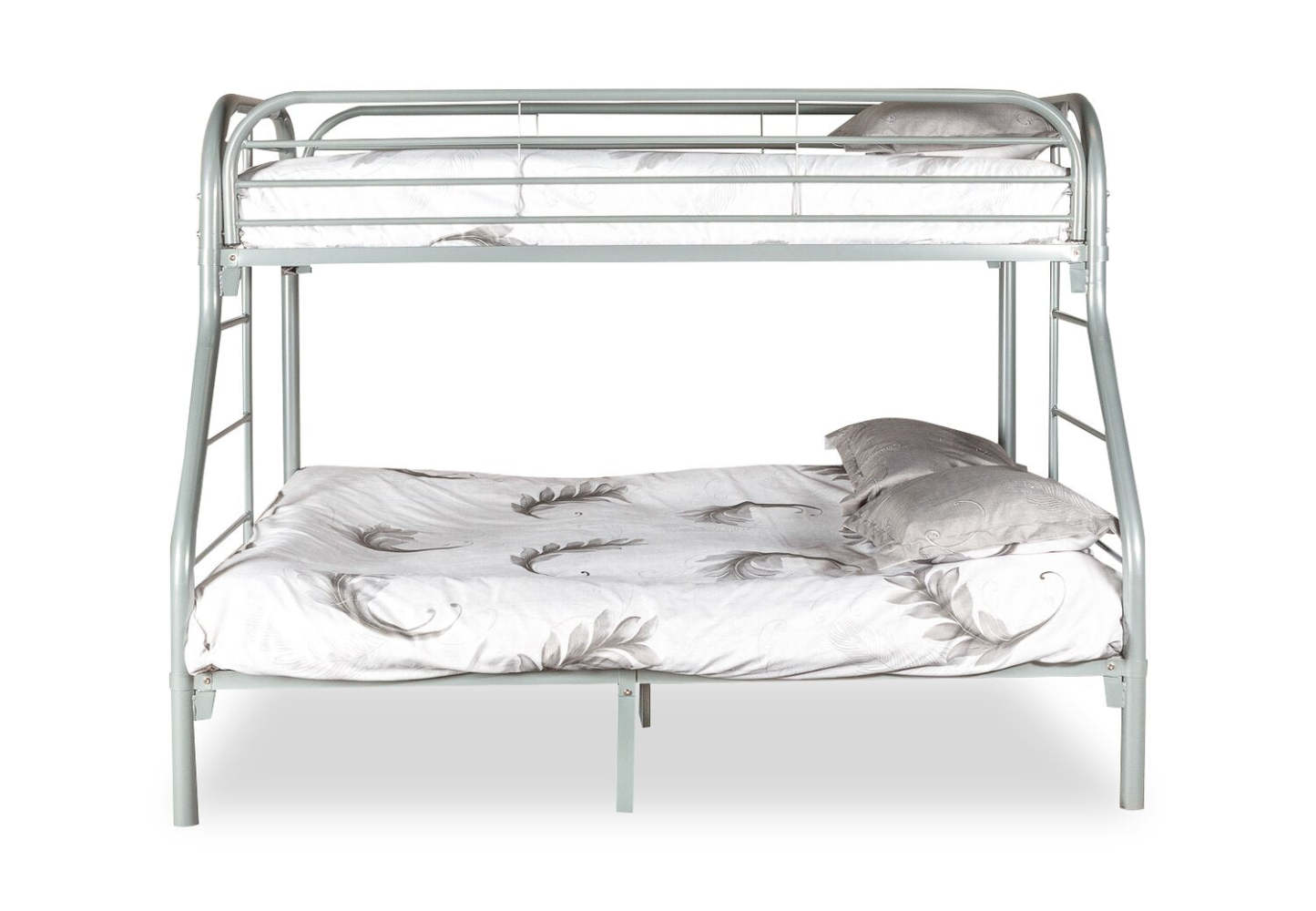 Lit superposé Logan avec échelles et garde-corps pour enfants, métal gris - simple/double | Lits superposés Logan pour enfants avec échelles et garde-corps, métal gris - simple et double