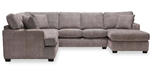 Sofa sectionnel de droite Luxe 3 pièces fabriqué au Canada en tissu avec coussins amovibles - gris colombe Zaftig