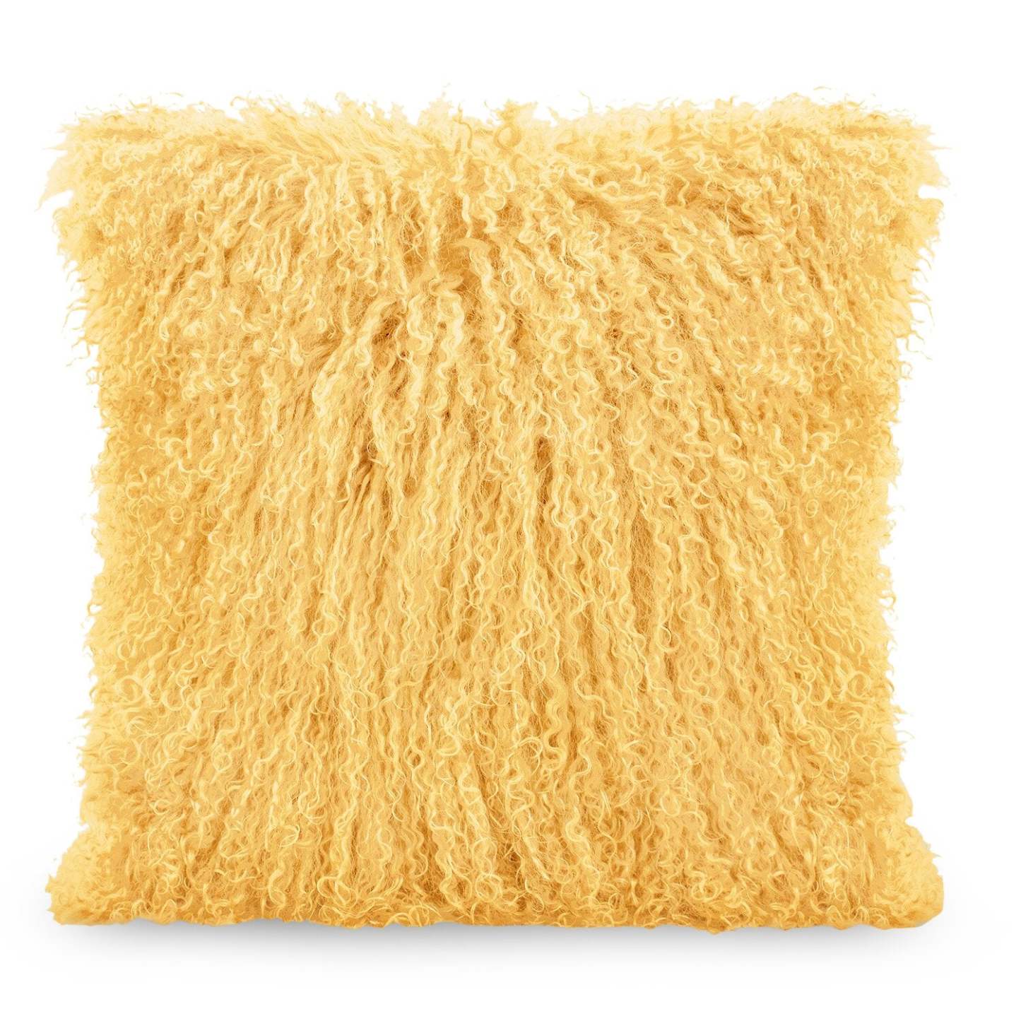 Oreiller d’accent en peau de mouton mongol - Or | Coussin décoratif en peau de mouton de Mongolie - doré | MONGGDDP