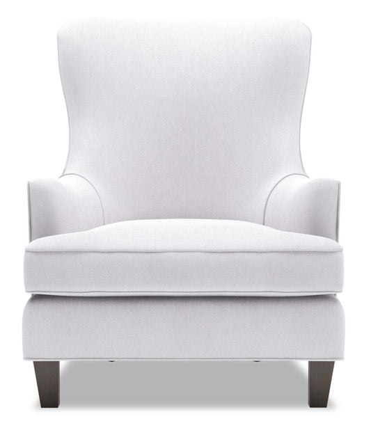 Made in Canada Sofa Lab Fauteuil d’appoint à oreilles personnalisable 32 po en tissu d’apparence lin - blanc Pax Ice | WING3449