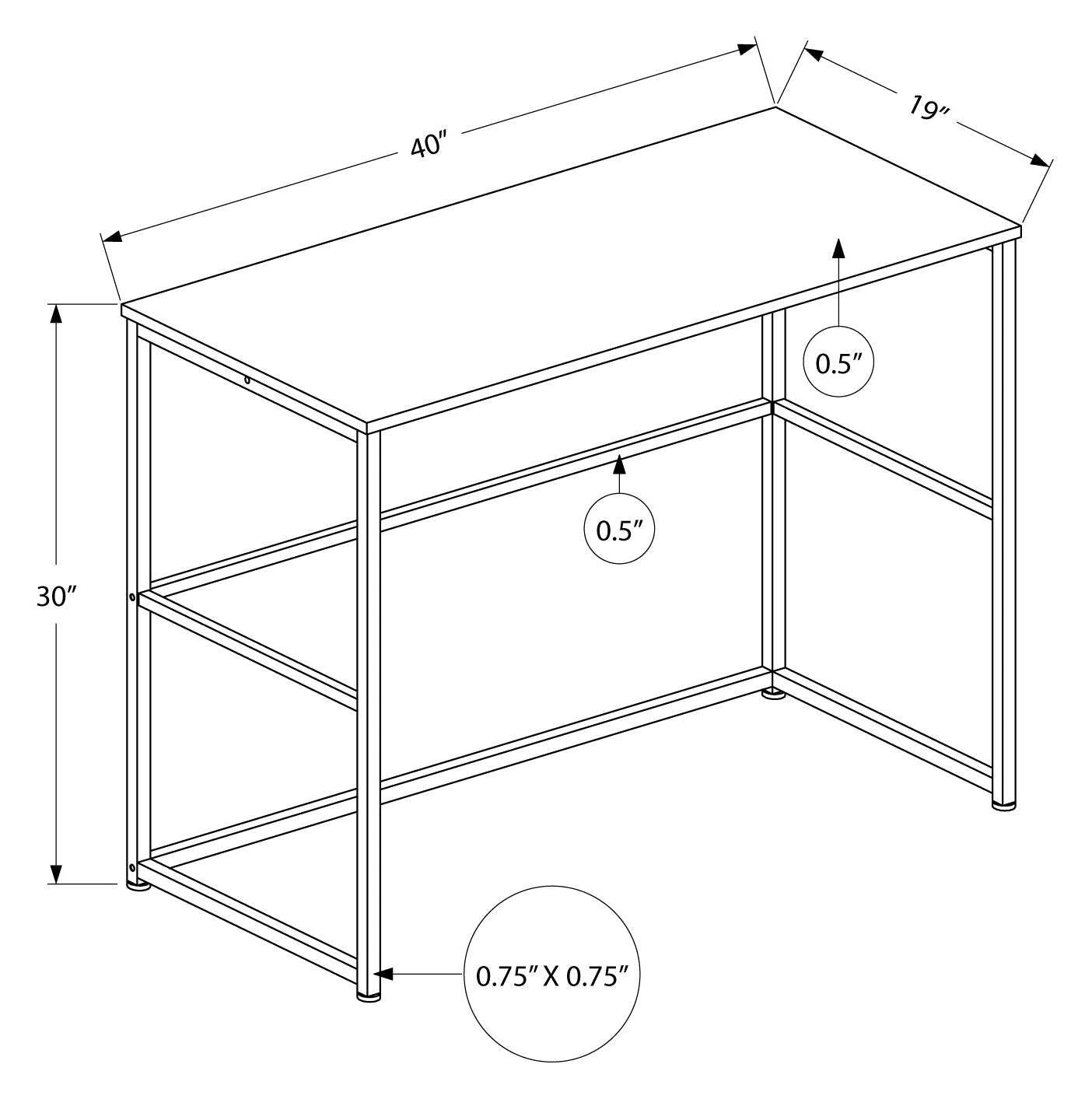 Luca 40 Bureau - Blanc|Bureau Luca de 40 po - blanc