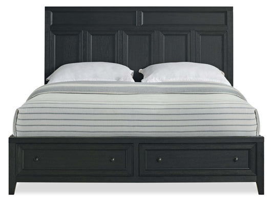 Casa Ensemble de chambre à coucher 5 pièces avec lit, commode et miroir, bois, noir – King Size | Ensemble de chambre à coucher Casa 5 pièces en bois avec lit, commode et miroir, noir - taille king