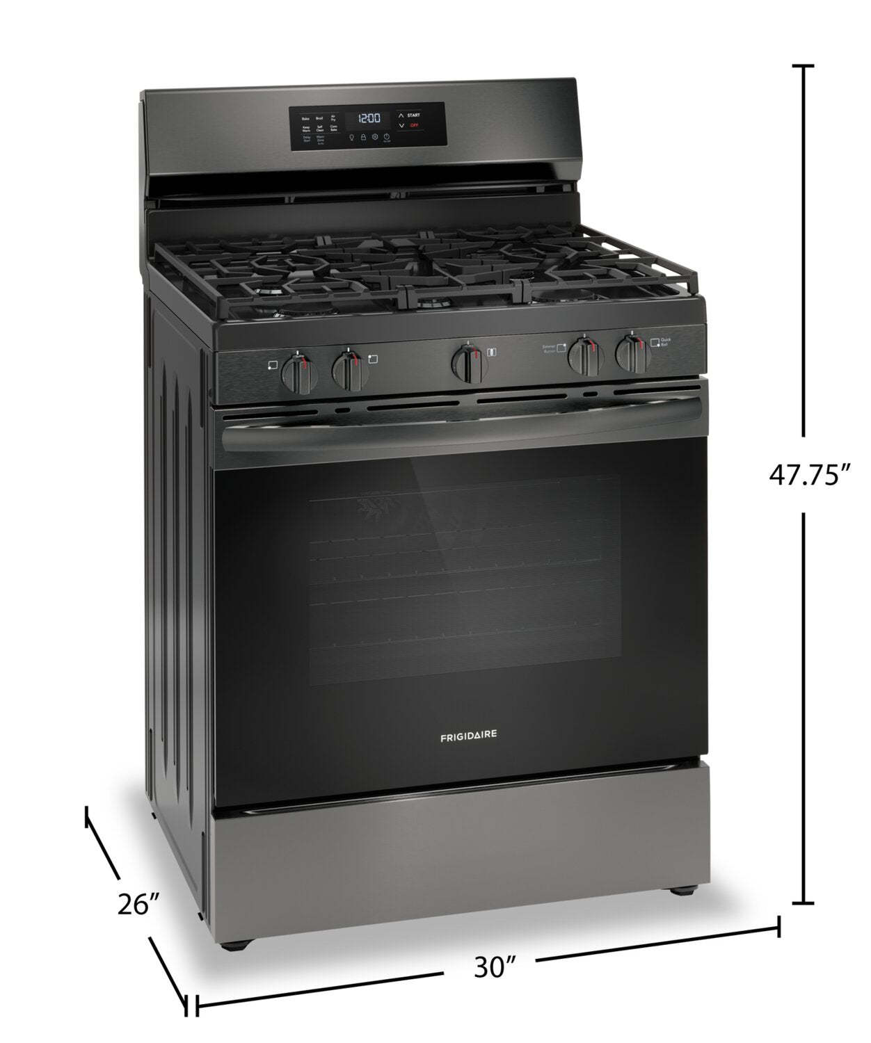 Cuisinière à gaz Frigidaire de 5,1 pi³ avec friture à air et cuisson par convection - acier inoxydable noir - FCRG3083… | Frigidaire 5.1 Cu. Ft. Gas Range With Air Fry and Convection Bake - Black Stainless Steel - FCRG3083…