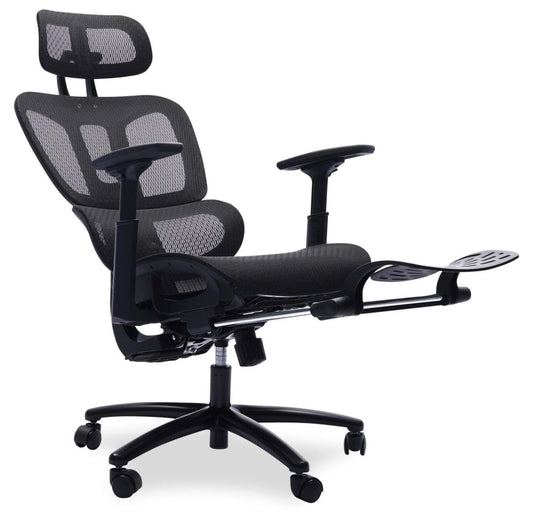 Chaise de bureau réglable Sealy® Diego 26,3" avec rembourrage en maille et repose-pieds - Noir | Chaise de bureau réglable Diego de Sealy de 26,3 po avec rembourrage en mailles et repose-pied - noire