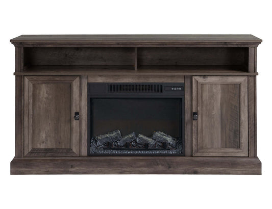 Ollie 60 Electric Fireplace TV Stand with Storage and Cable Management for TVs up to 65- Grey|Meuble pour téléviseur Ollie de 60 po avec foyer électrique, rangement et système de gestion des câbles pour téléviseurs jusqu’à 65 po - gris