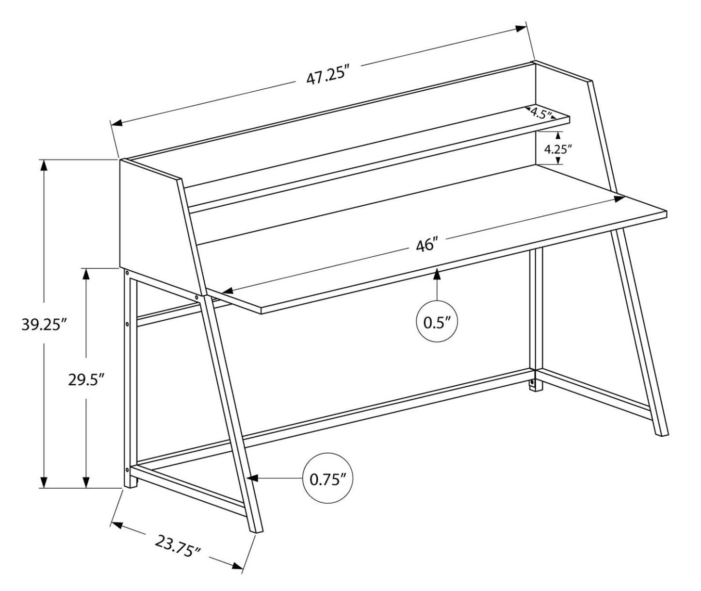 Bureau Lawson 47.25 avec petite niche - Blanc|Bureau Lawson de 47,25 po avec petite crédence - blanc