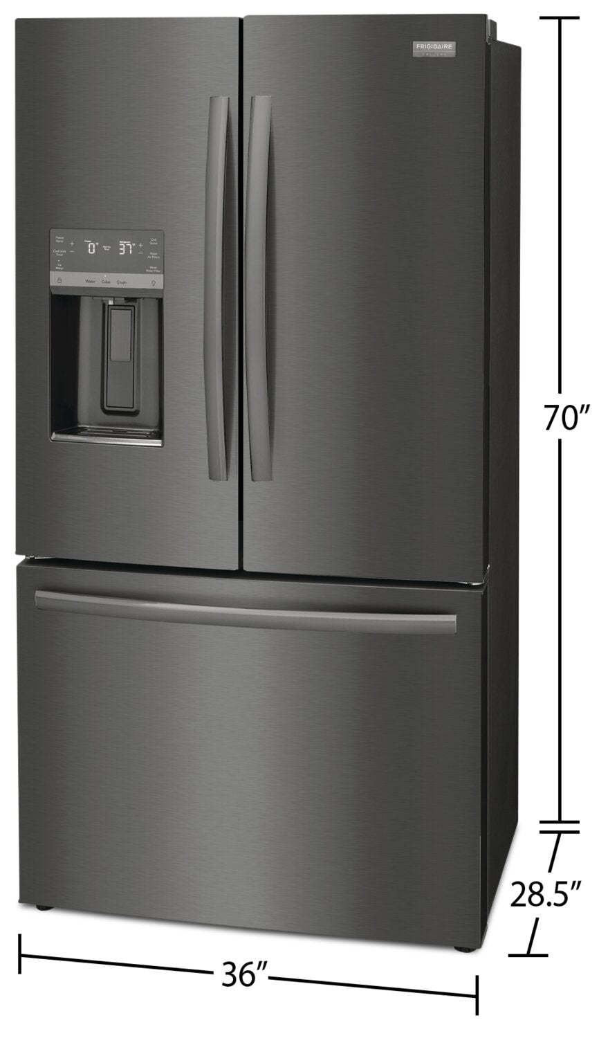 Réfrigérateur Frigidaire Gallery de 22,6 pi³ et de 36 po de profondeur comptoir à portes françaises - Résistant aux traces® Noir Sta…