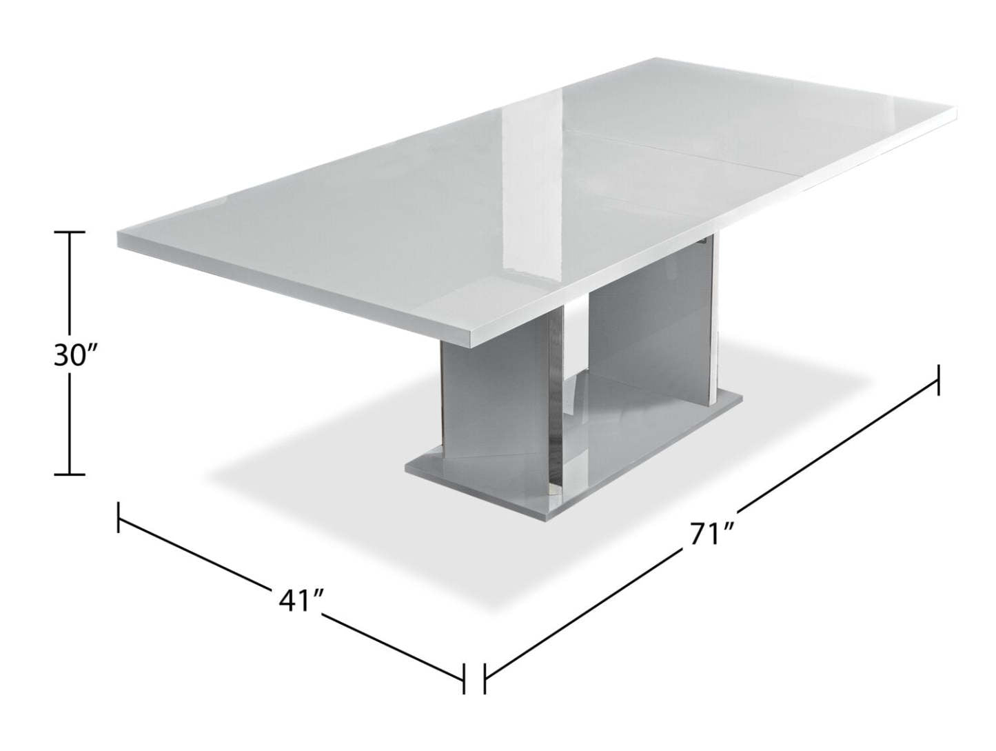 Table de salle à manger Raia - fabriquée en Italie, base piédestal, moderne, 71 po (L) - blanche