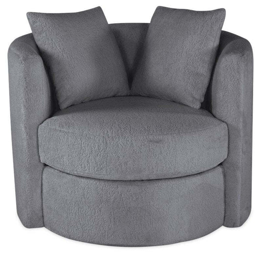 Made in Canada Petite 36 Chenille Fabric Swivel Cuddler Accent Chair - Plush Thunder Grey | Fauteuil d’appoint pivotant Cuddler Petite de 36 po fabriqué au Canada en tissu de chenille - gris Plush Thunder