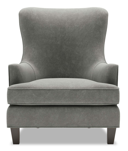 Fauteuil d’appoint à oreilles Sofa Lab personnalisable de 32 po en tissu de velours - gris Platinum Grey | WING3588