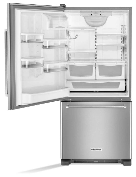 Réfrigérateur KitchenAid de 19 pi3 à charnières de porte à gauche - KRBL109ESS|KRBL109S