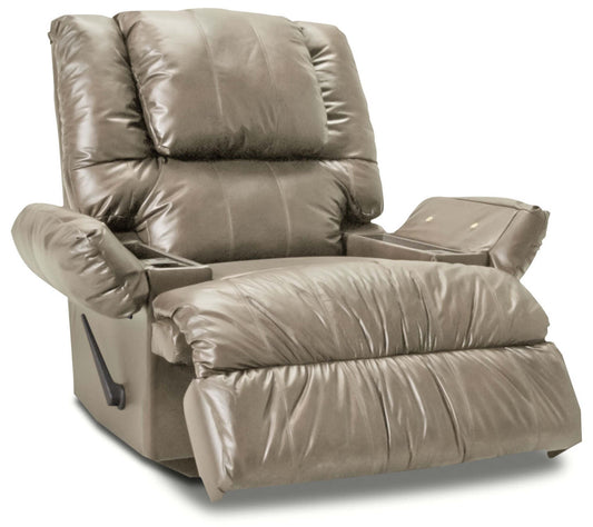 Fauteuil de massage inclinable 5598 en cuir contrecollé avec rangement - mastic|Recliner 5598 Bonded Leather Massage Recliner with Storage Arms - Putty