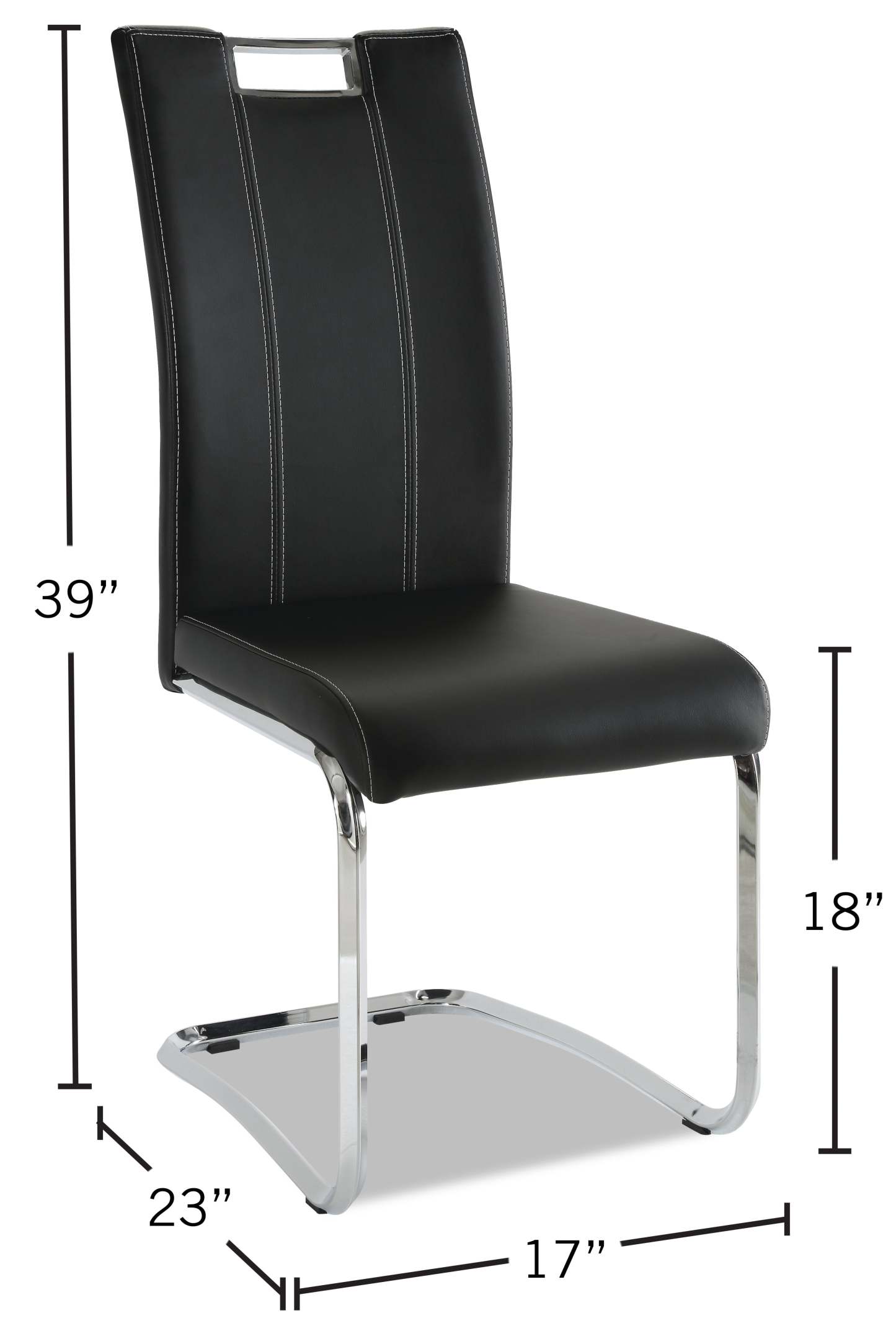 Chaise de salle à manger Tuxedo avec tissu en cuir végétalien, métal - Noir | Chaise de salle à manger Tuxedo en tissu de cuir végétalien et en métal - noire