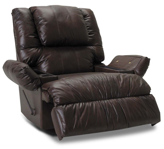 Fauteuil de massage inclinable 5598 en cuir véritable avec accoudoirs de rangement - chocolat