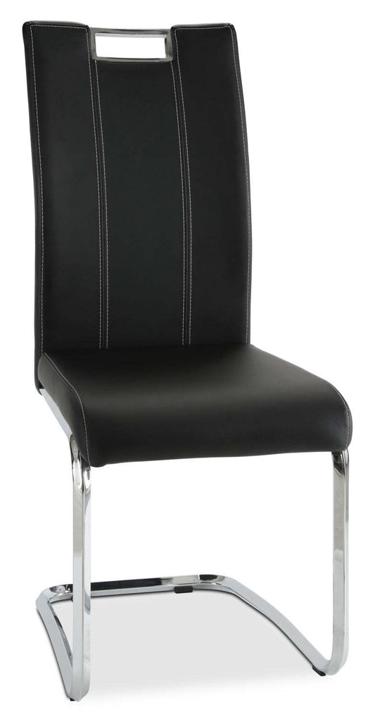 Chaise de salle à manger Tuxedo avec tissu en cuir végétalien, métal - Noir | Chaise de salle à manger Tuxedo en tissu de cuir végétalien et en métal - noire