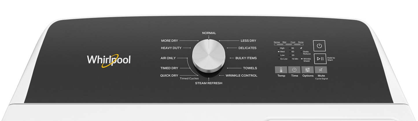 Laveuse à chargement par le haut de 5,2 pi3 avec robinet intégré et sécheuse à gaz de 7 pi3 avec vapeur de Whirlpool | WHTL525B