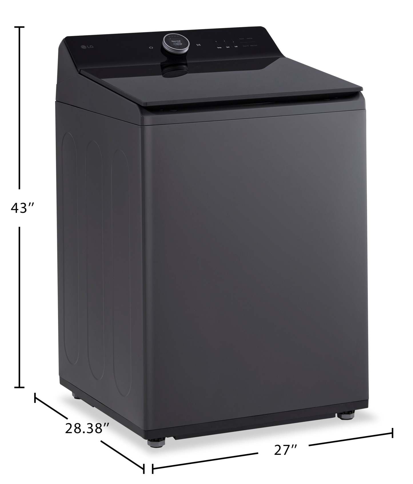 Laveuse intelligente haute efficacité LG à chargement par le haut de 6,3 pi³ - acier noir - WT8600CB | LG 6.3 Cu. Ft. Smart Top-Load High-Efficiency Washer - Black Steel - WT8600CB