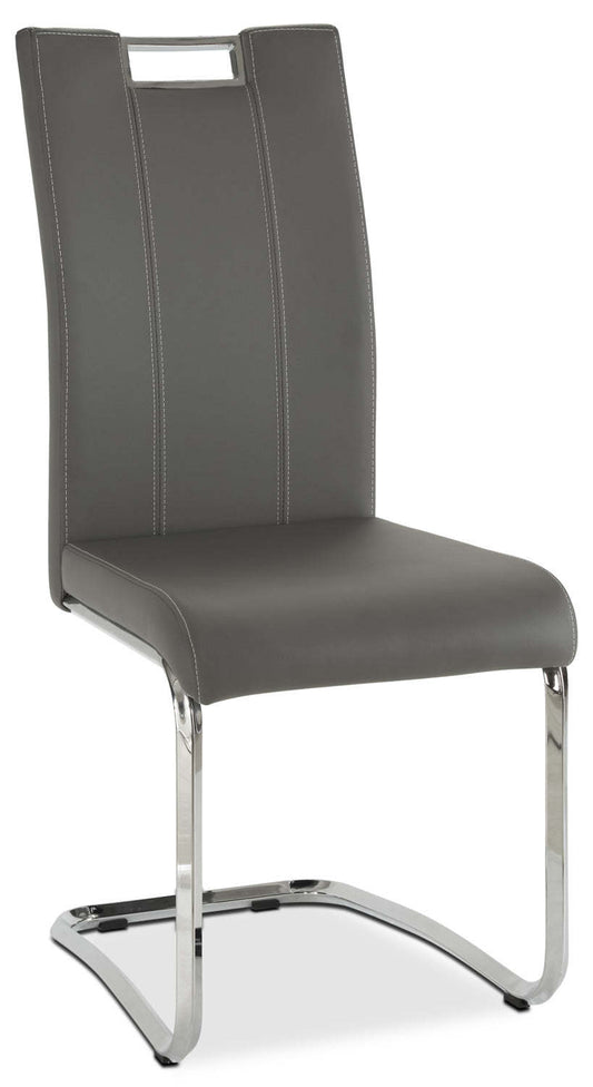 Chaise de salle à manger Tuxedo avec tissu en cuir végétalien, métal - Gris | Chaise de salle à manger Tuxedo en tissu de cuir végétalien et en métal - grise