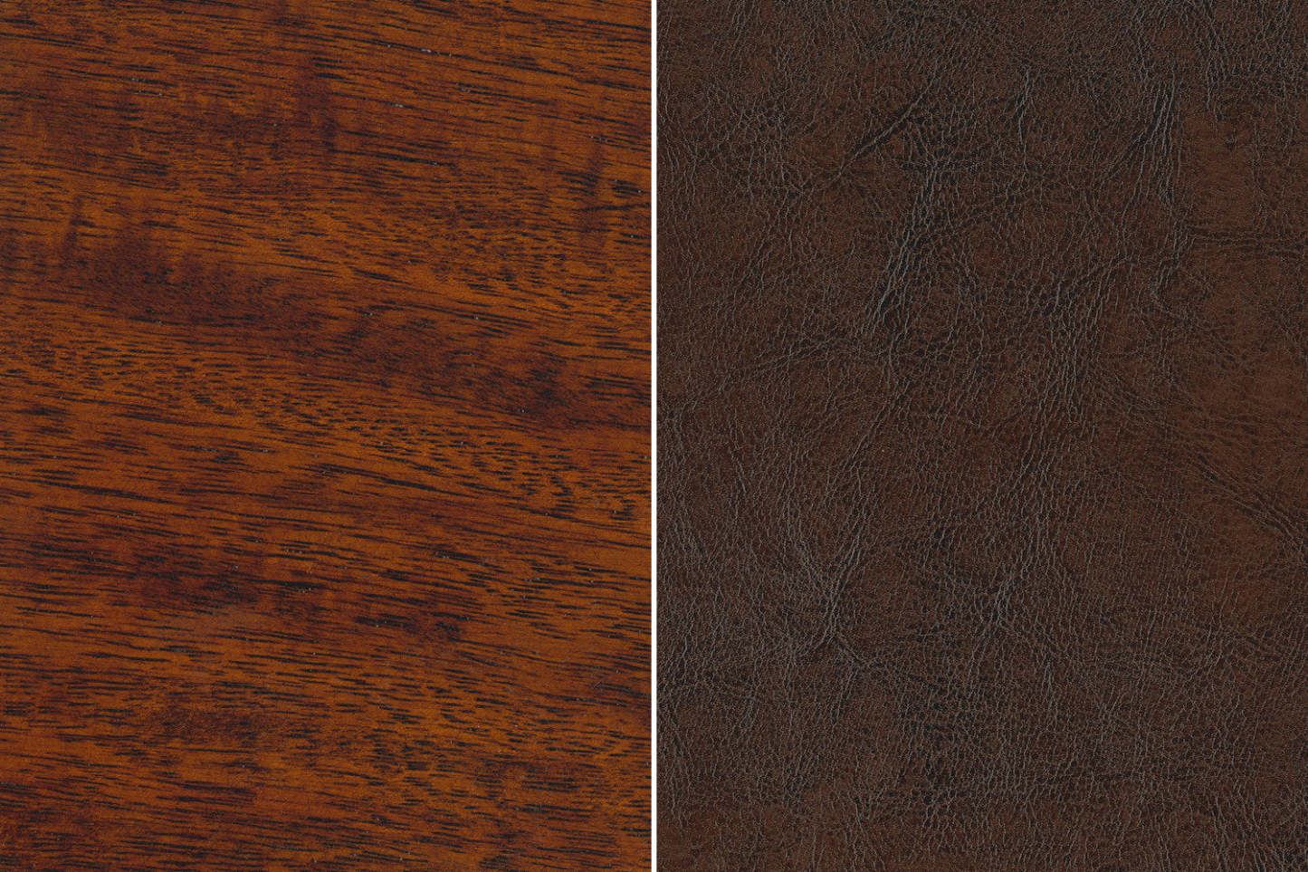 Chaise de salle à manger Aran en tissu de cuir végétalien avec dossier à lattes - brune