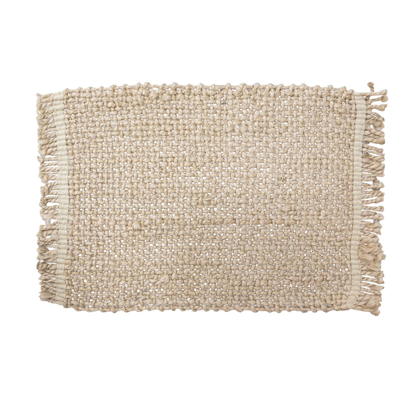 Set de table en jute tressé avec bordure contrastée, naturel clair