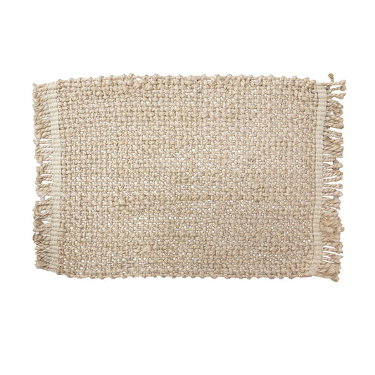Set de table en jute tressé avec bordure contrastée, naturel clair