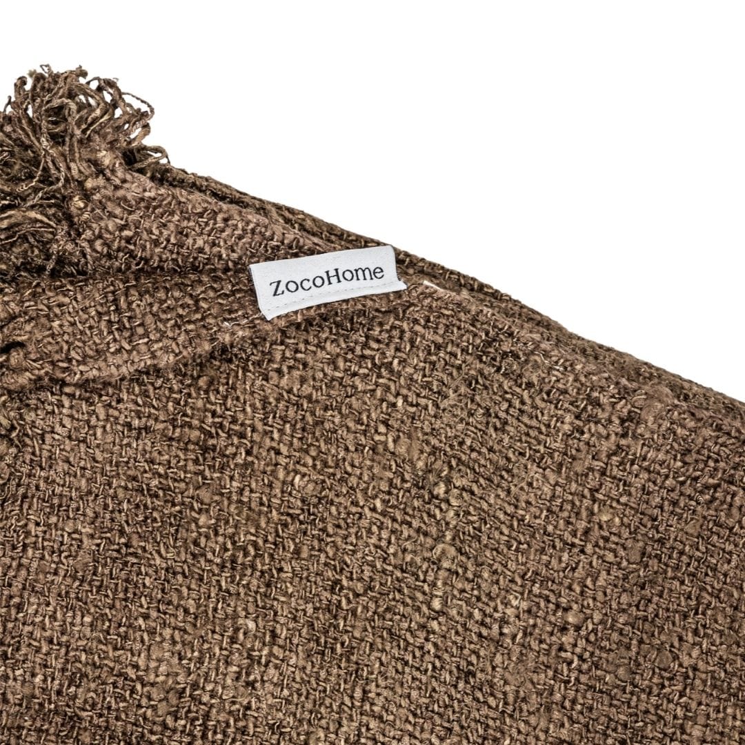 Jeté à franges Etera marron