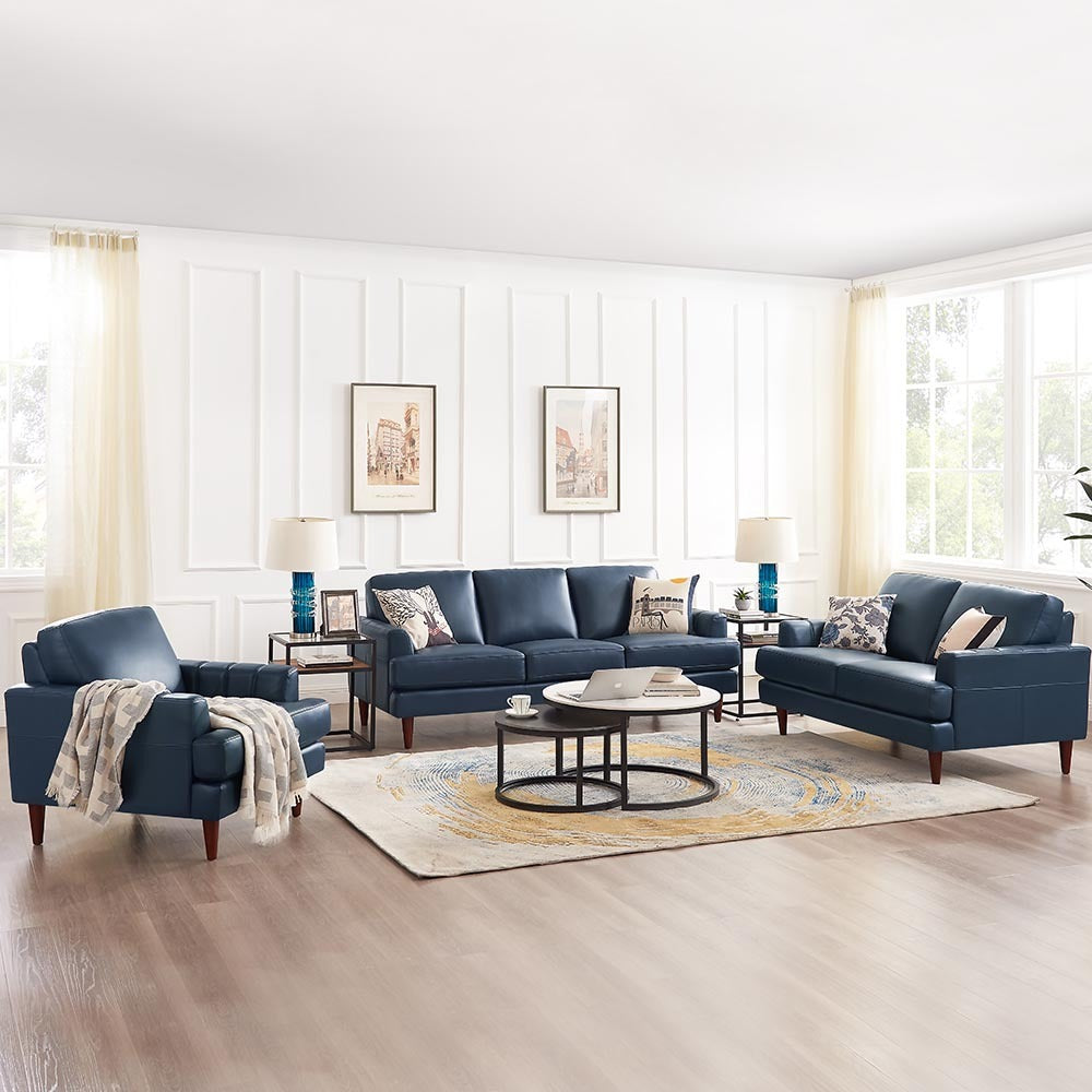 Sofa Cassis de Hydeline en cuir - bleu marine