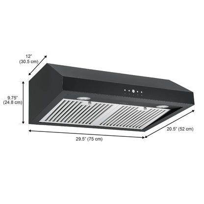 Ancona 30 Ducted Under Cabinet Range Hood - AN-18042BLK|Hotte de cuisinière sous l'armoire Ancona de 30 po à conduit - AN-18042BLK|D77G1Y4H
