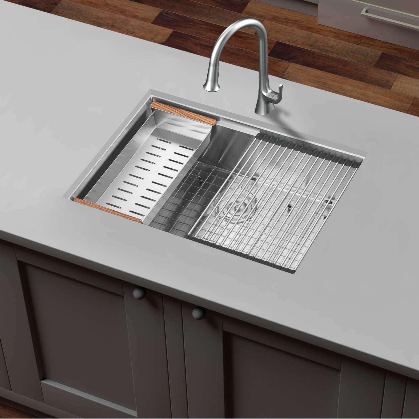 Ancona 28 Undermount Workstation Kitchen Sink - AN-3371|Évier de cuisine poste de travail sous plan Ancona de 28 po - AN-3371|D77GR441