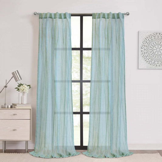 Habitat Paloma White Sheer Dual Header Curtain Panel - 52 x 95|Panneau de rideau transparent Paloma blanc à double têtes d'Habitat - 52 x 95