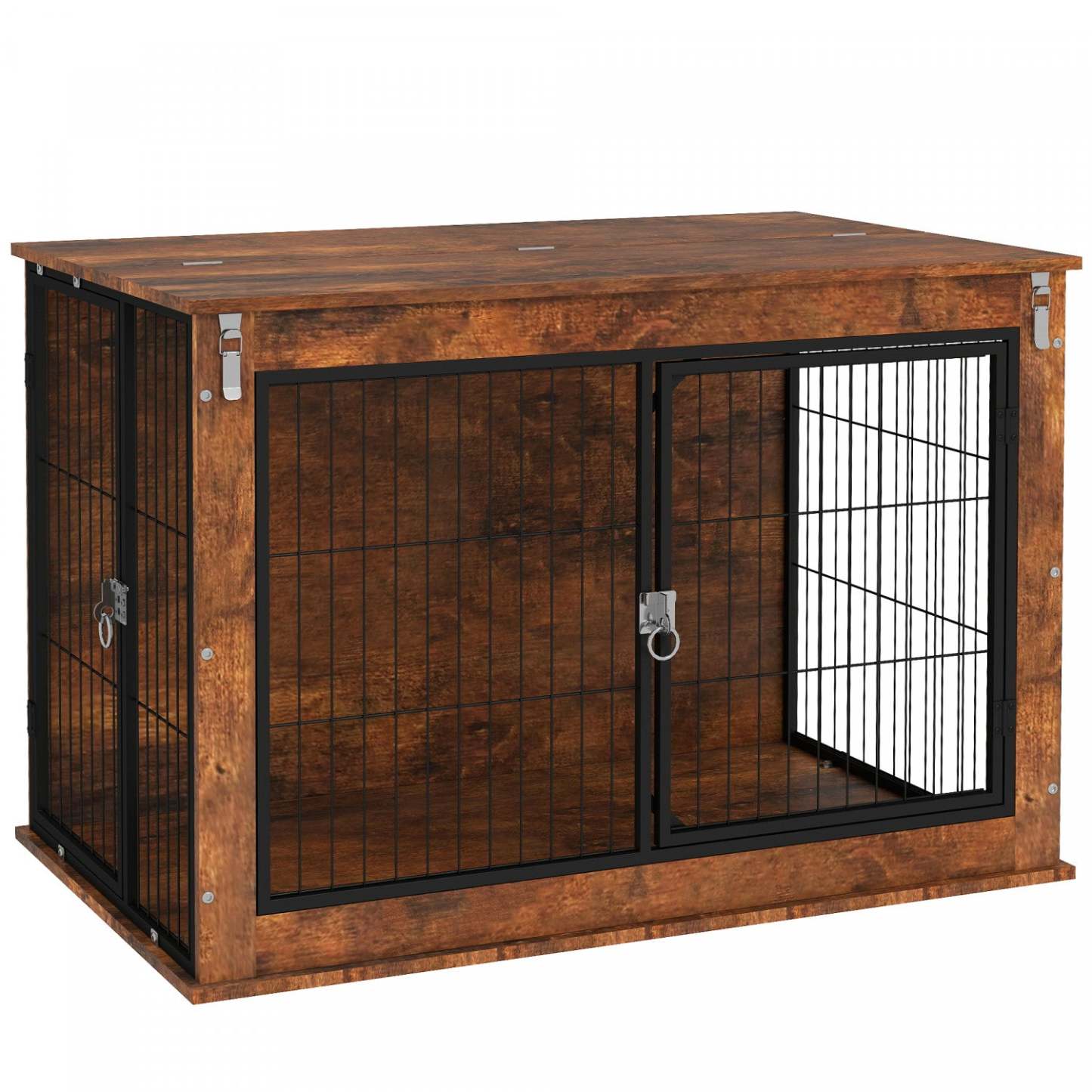 Pawhut Meuble De Niche Pour Chien De 39 Avec Ouverture Supérieure Rabattable, 2 Portes, Table D'app
