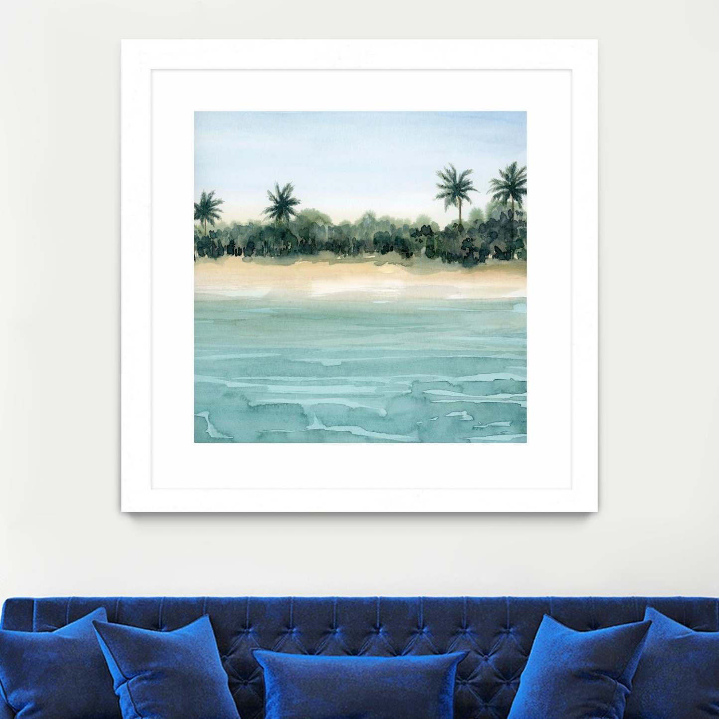 Paradis Ii Matted and Framed White 36x36 Wall Art|Œuvre d'art murale encadrée blanche et mate « Paradis Ii » 36 x 36