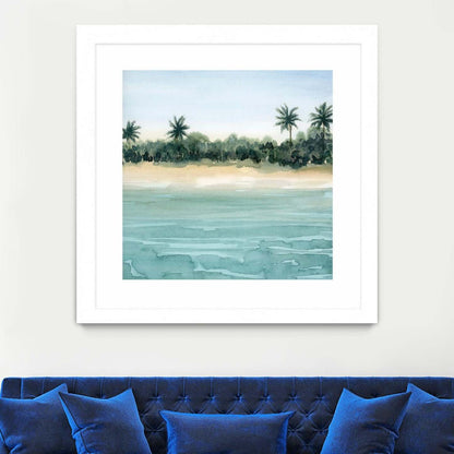 Paradis Ii Matted and Framed White 36x36 Wall Art|Œuvre d'art murale encadrée blanche et mate « Paradis Ii » 36 x 36
