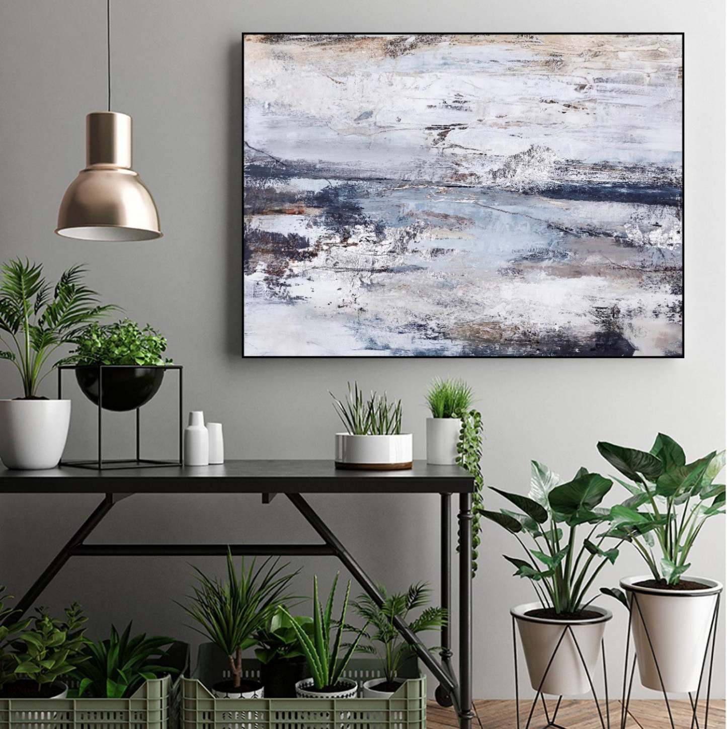 Œuvre d'art murale sur toile encadrée noire « Contour » 32 x 24