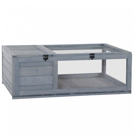 Pawhut Wood Tortoise House Intérieur Exterieur Tortue Habitat Reptile Cage Pour Lézards, Geckos 35,75 X 2