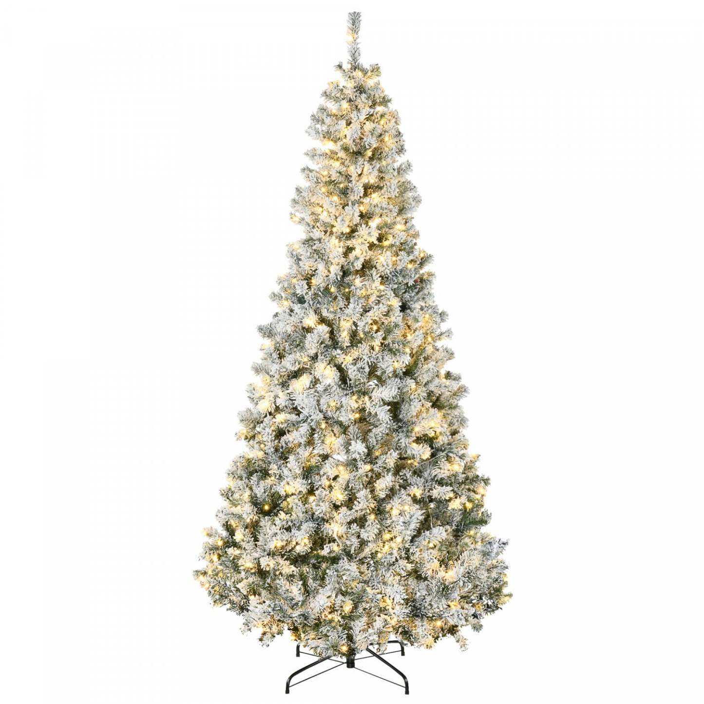 Homcom Arbre de Noël artificiel floqué de neige de 7,5 pieds avec lumières|Homcom Arbre de Noël Artificiel Floconné de Neige de 7,5 Pieds avec Lumières