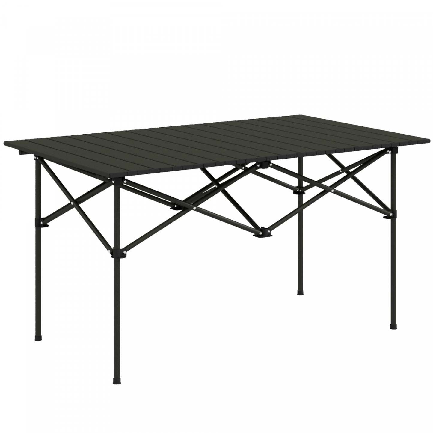 Outsunny Table De Camping Avec Plateau Enroulable Et Sac De Transport, Noir