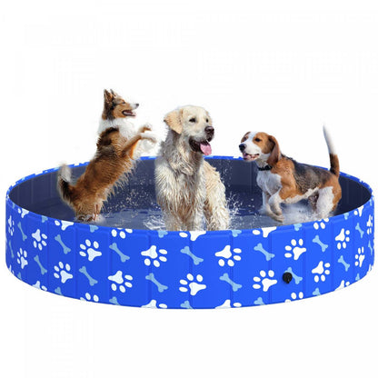 Pawhut Piscine Pliable pour Chien Piscine Portable Pet Kiddie, Piscine Extérieure/Intérieure pour Chiens avec Antidérapant