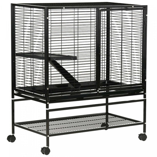 Pawhut Cage Pour Petits Animaux Avec Roues, Parc Pour Animaux De Compagnie À 2 Niveaux Pour Furets, Chinchillas, Cochons D'Inde, Kitt|Pawhut Parc Pour Animaux De Compagnie À Deux Niveaux Pour Furets Chinchillas Cochons D'inde Avec Rou