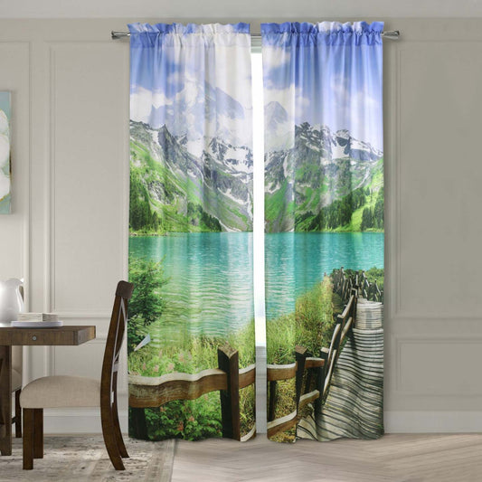 Habitat Landscape Light Filtering Pole Top Curtain Panel Paire - 37 x 84|Paire de panneaux de rideau filtrant la lumière passe-tringle Paysage d'Habitat - 37 x 84