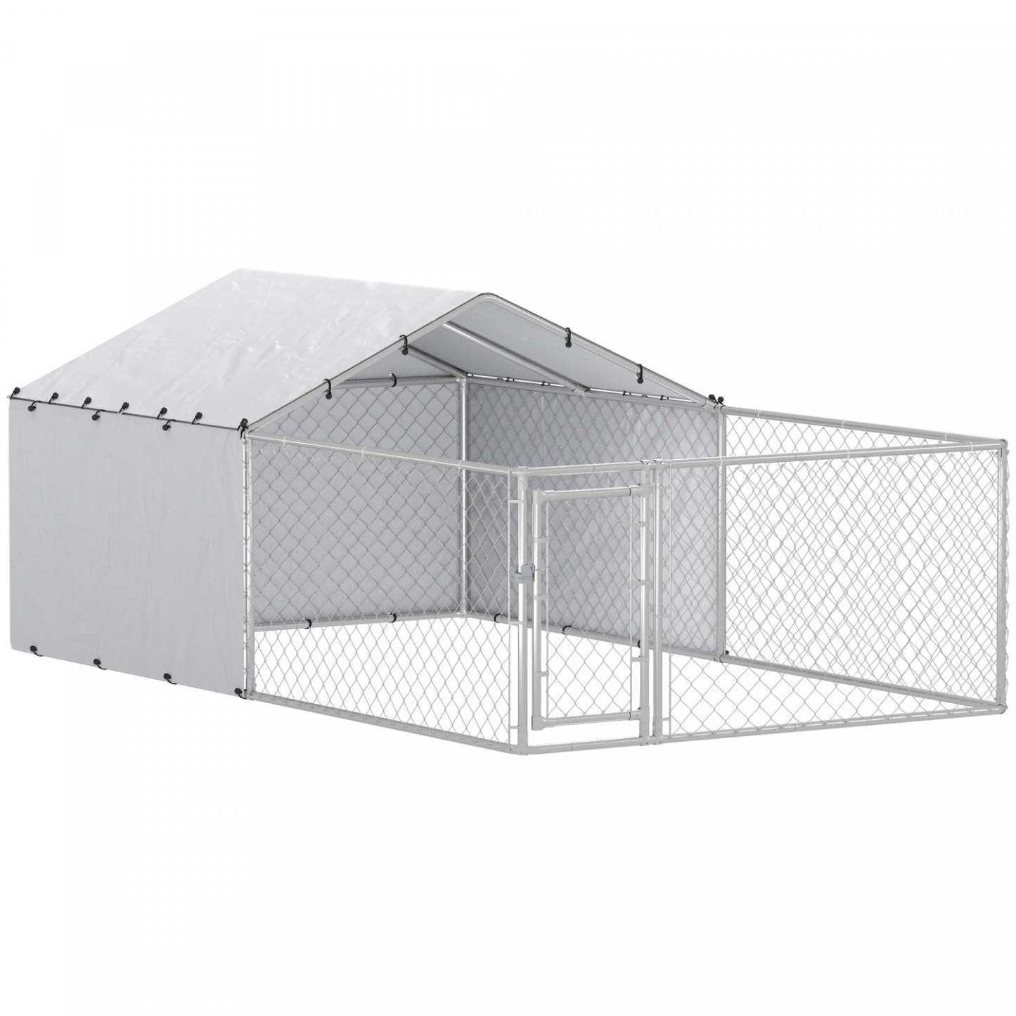 Pawhut Enclos Extérieur pour Chien avec Couverture Imperméable et Résistante aux UV, Parc pour Chien avec Verrou Sécurisé pour Chiens de Petite, Moyenne et Grande Taille, 13.1' X 7.5' X 4.9'