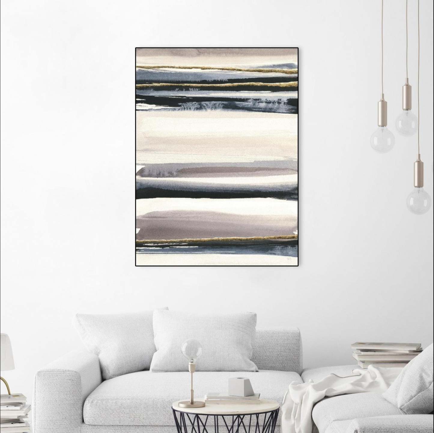 Œuvre d’art murale sur toile encadrée noire « Gilded Grey Iii » 24 x 32