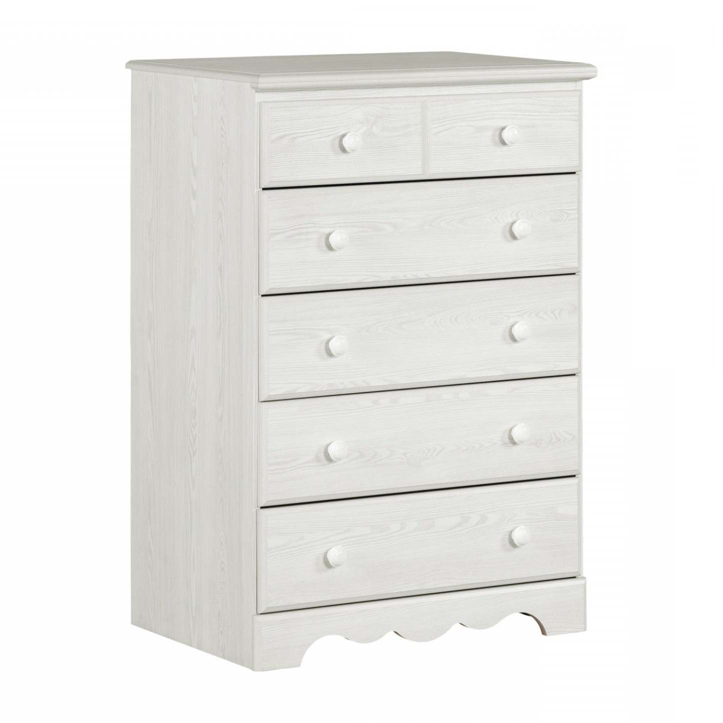 Commode 5 tiroirs Summer Breeze - Pin blanc|Commode verticale Summer Breeze à 5 tiroirs - pin blanc