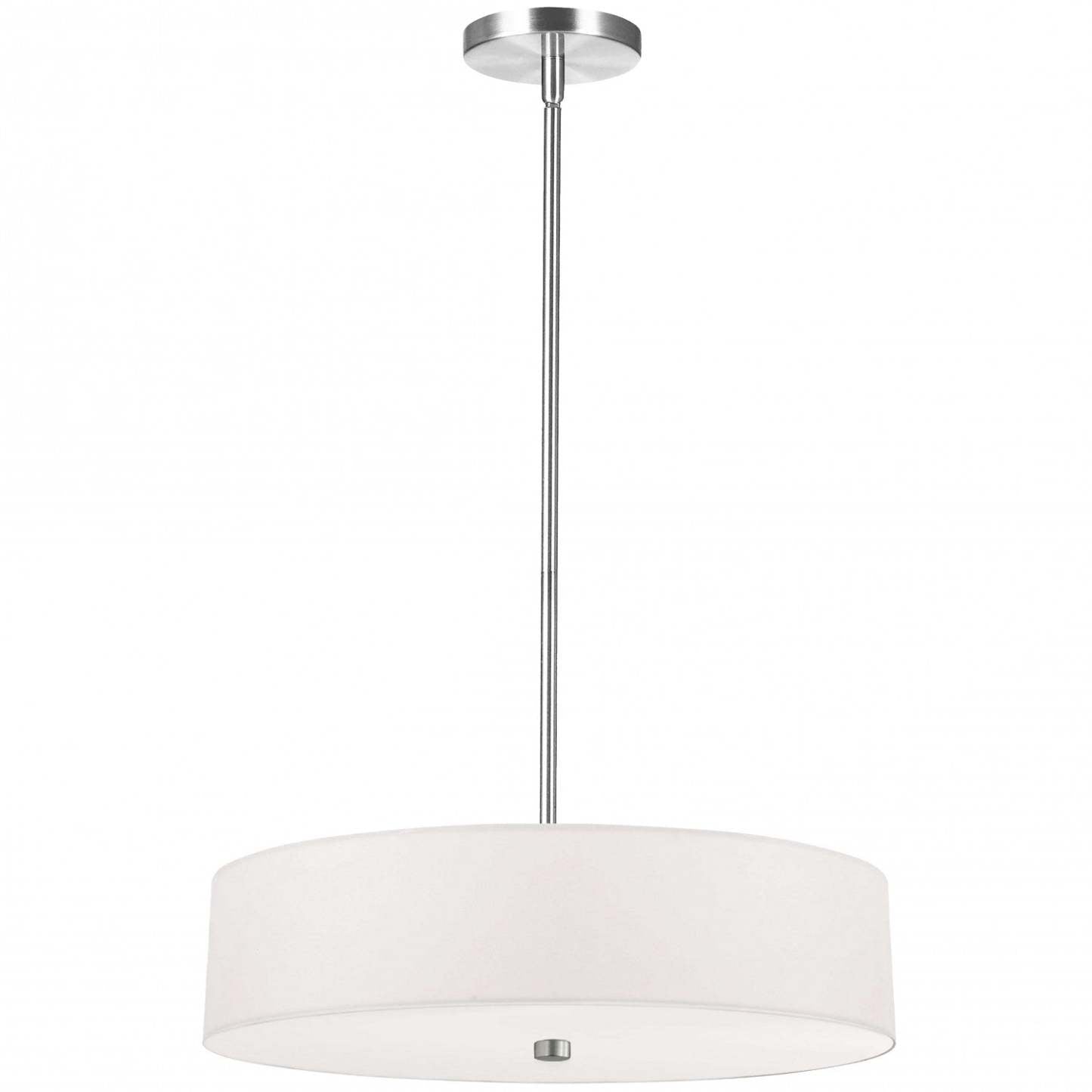 Dainolite Everly 4 Light Pendant Polish Chrome Finish White Shade Lamp|Luminaire suspendu Everly de Dainolite avec abat-jour blanc, fini chromé poli et 4 ampoules