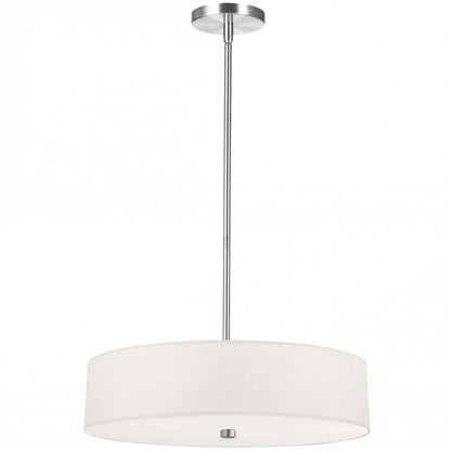 Dainolite Everly 4 Light Pendant Polish Chrome Finish White Shade Lamp|Luminaire suspendu Everly de Dainolite avec abat-jour blanc, fini chromé poli et 4 ampoules