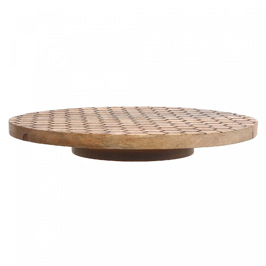 Mango Wood Honeycomb Lazy Susan Dinnerware|Plateau tournant en manguier à motifs d’hexagones